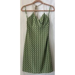 Ann Taylor LOFT Green Halter Knit Fit & Flare Dress Size 0P Retro Beachy Resort